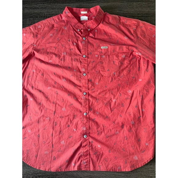 Columbia Other - Columbia Mens 2XL Red Tropical Desert Print Short Sleeve Button Down Shirt 3398